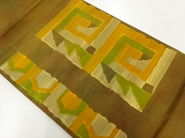 JAPANESE HIRAKI NAGOYA OBI / TSUMUGI / WOVEN GEOMETRIC